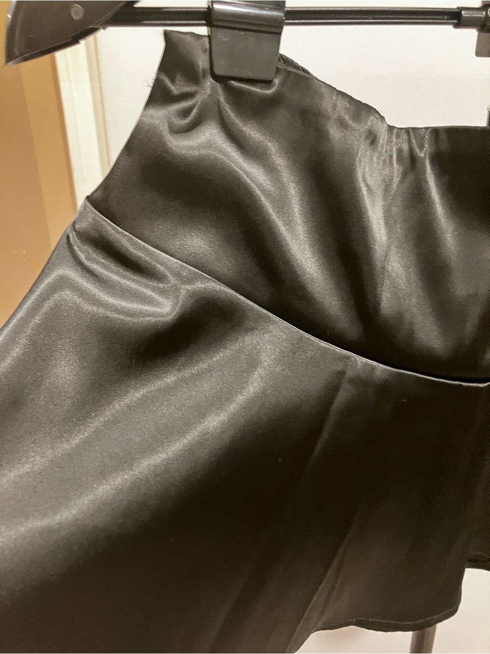 Windsor Black Satin Asymmetric High Waist Mini Skirt Size Large L Night Out - Picture 5 of 7